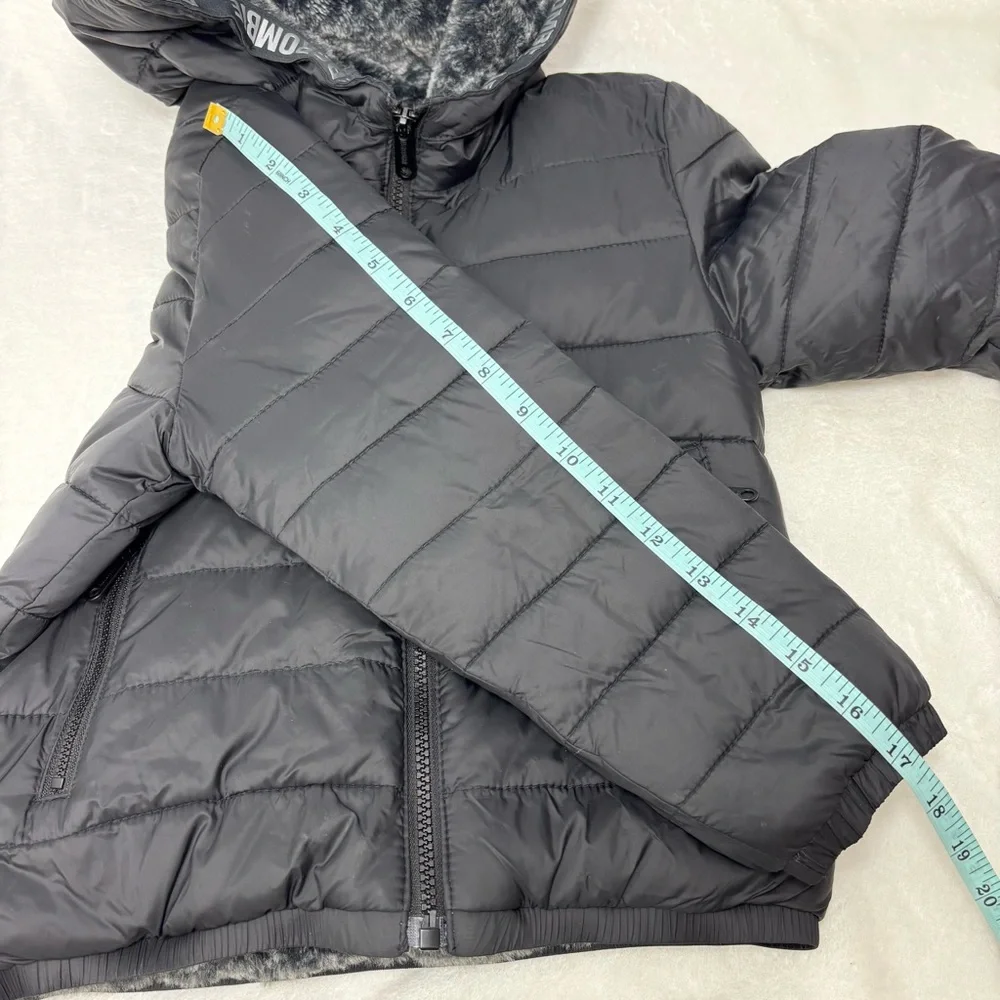 Abercrombie Kids Black Puffer Warm Jacket faux fur lining Size‎ 5/6